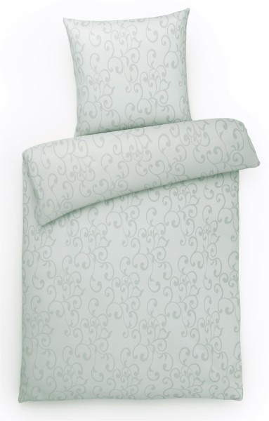 Damast Bettwäsche aus 100% Baumwolle - Ornamente Klassik Grau